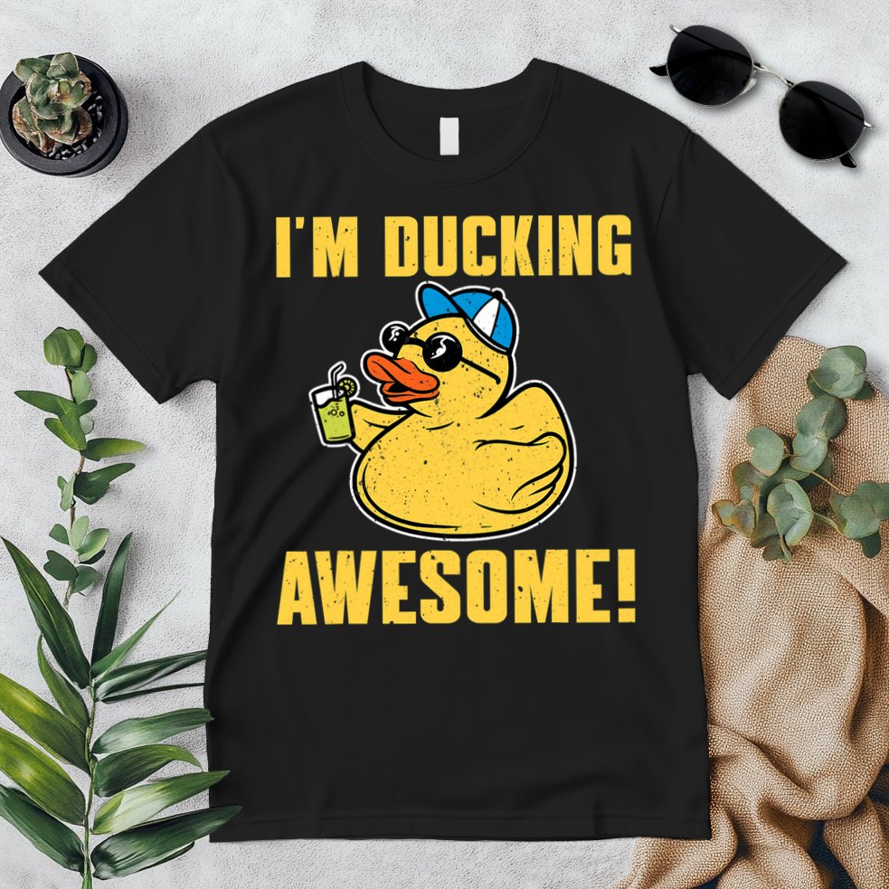 Funny Rubber Ducky Saying Im Ducking Awesome Duckie Premium T-Shirt
