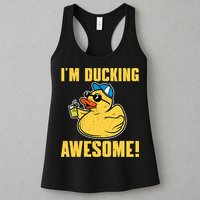 Funny Rubber Ducky Saying Im Ducking Awesome Duckie Womens Tank Top