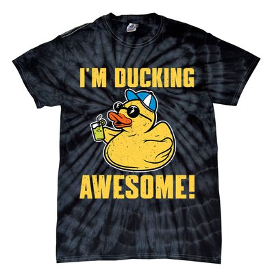 Funny Rubber Ducky Saying Im Ducking Awesome Duckie Tie-Dye T-Shirt