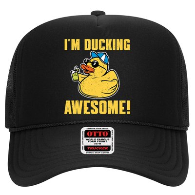 Funny Rubber Ducky Saying Im Ducking Awesome Duckie Trucker Hat