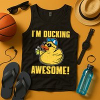 Funny Rubber Ducky Saying Im Ducking Awesome Duckie Tank Top