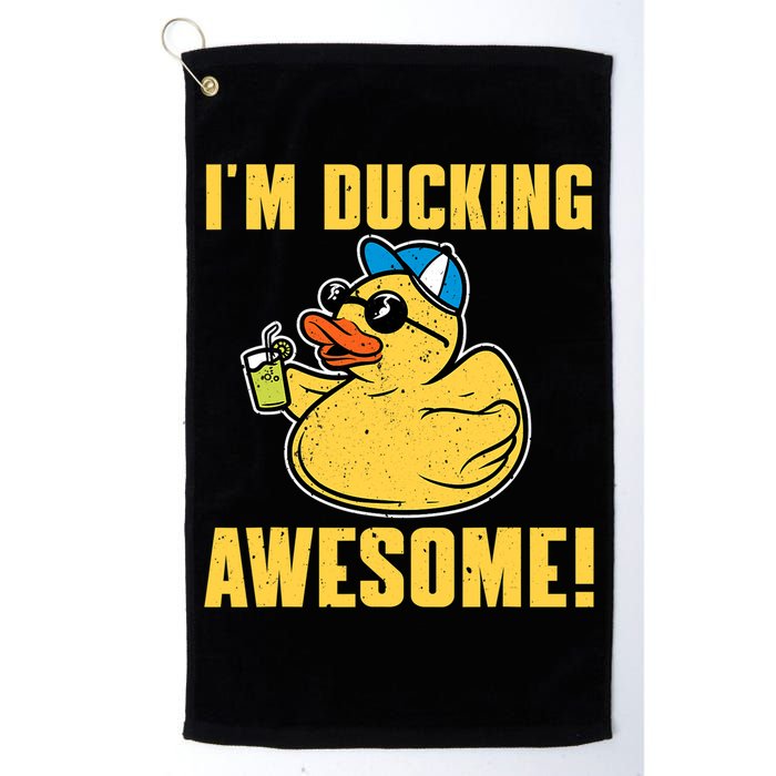 Funny Rubber Ducky Saying Im Ducking Awesome Duckie Golf Towel