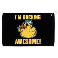 Funny Rubber Ducky Saying Im Ducking Awesome Duckie Grommeted Golf Towel