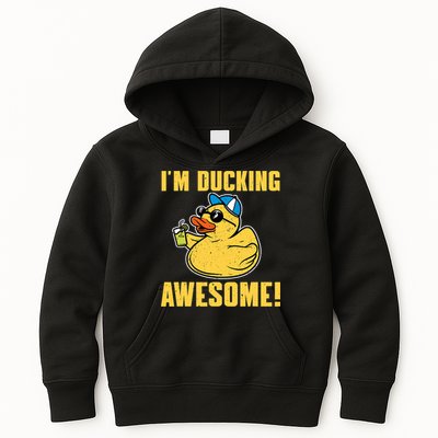 Funny Rubber Ducky Saying Im Ducking Awesome Duckie Kids Hoodie