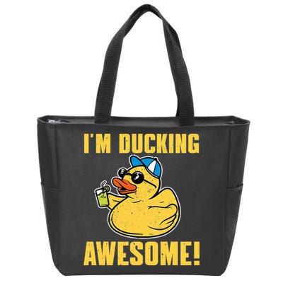 Funny Rubber Ducky Saying Im Ducking Awesome Duckie Zip Tote Bag