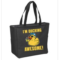 Funny Rubber Ducky Saying Im Ducking Awesome Duckie Zip Tote Bag