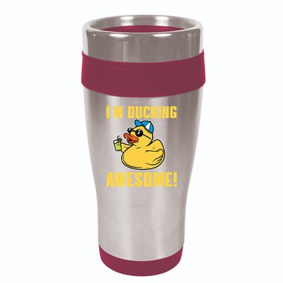 Funny Rubber Ducky Saying Im Ducking Awesome Duckie 16oz Travel Tumbler
