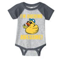 Funny Rubber Ducky Saying Im Ducking Awesome Duckie Infant Baby Jersey Bodysuit