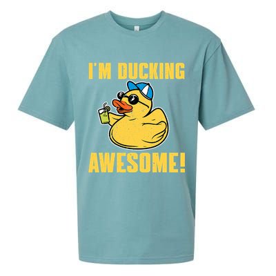 Funny Rubber Ducky Saying Im Ducking Awesome Duckie Sueded Cloud Jersey T-Shirt
