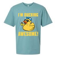 Funny Rubber Ducky Saying Im Ducking Awesome Duckie Sueded Cloud Jersey T-Shirt