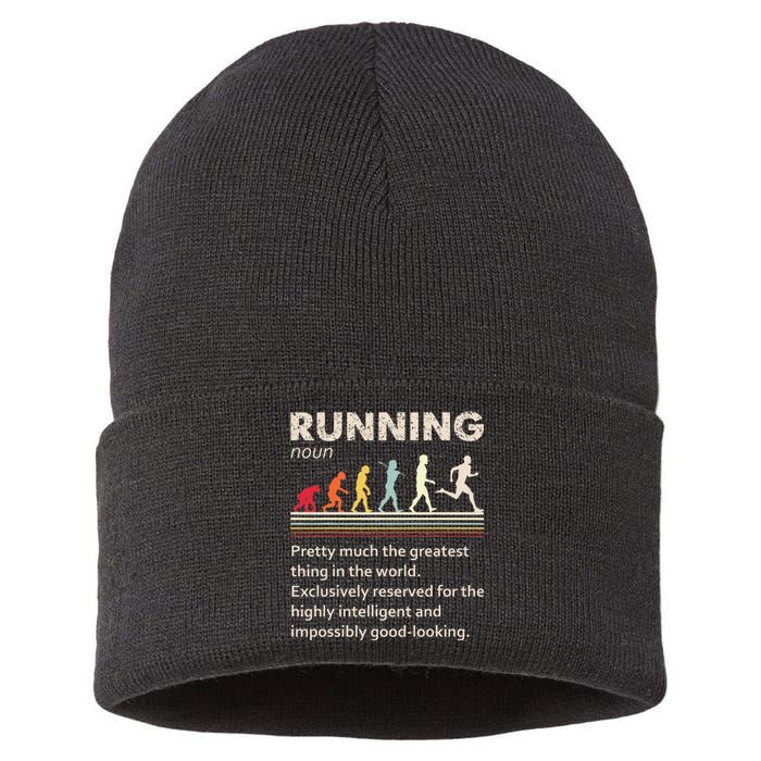 Funny Running Dad For Father Marathon 5K Run Finisher Sustainable Knit Beanie