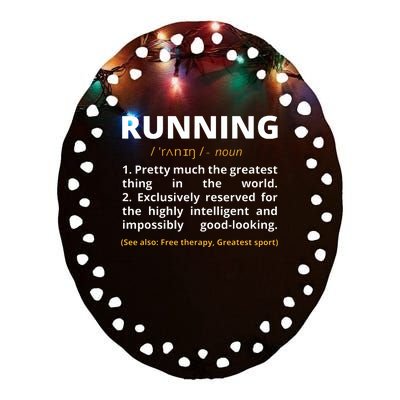 Funny Running Definition Noun Runner Track Field Gift Coach Ceramic Oval Ornament