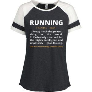 Funny Running Definition Noun Runner Track Field Gift Coach Enza Ladies Jersey Colorblock Tee