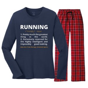 Funny Running Definition Noun Runner Track Field Gift Coach Women's Long Sleeve Flannel Pajama Set 