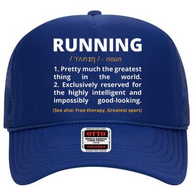 Funny Running Definition Noun Runner Track Field Gift Coach High Crown Mesh Back Trucker Hat