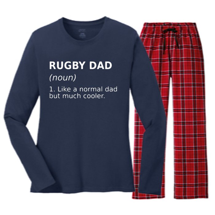 Funny Rugby Dad Perfect Rugby Gift Idea Women's Long Sleeve Flannel Pajama Set 