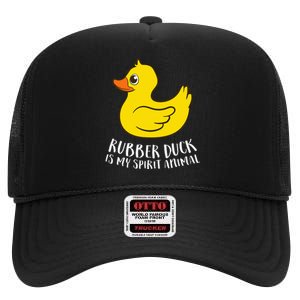 Funny Rubber Duck Spirit Animal High Crown Mesh Back Trucker Hat