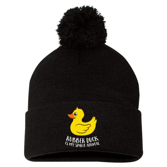 Funny Rubber Duck Spirit Animal Pom Pom 12in Knit Beanie