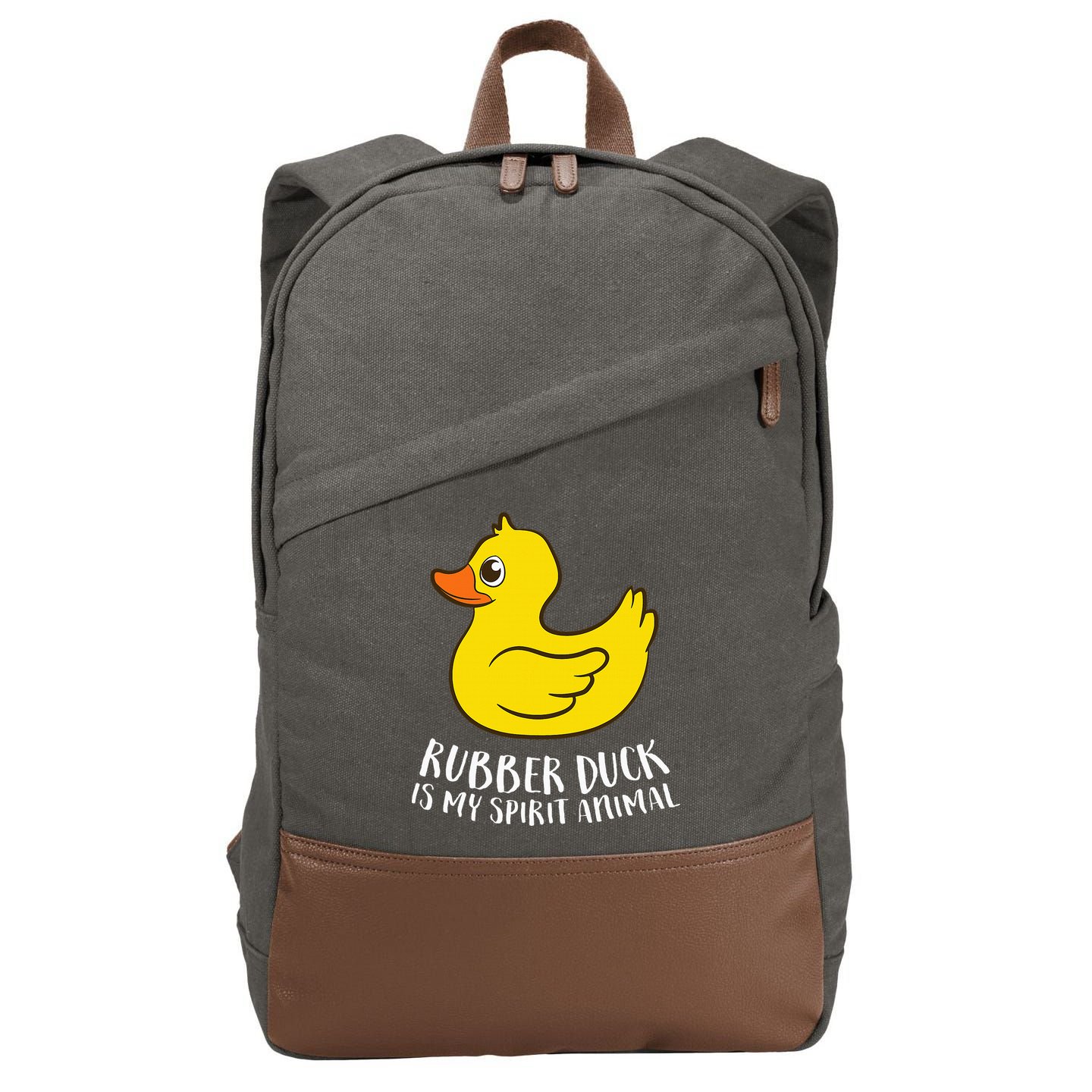 Funny Rubber Duck Spirit Animal Cotton Canvas Backpack