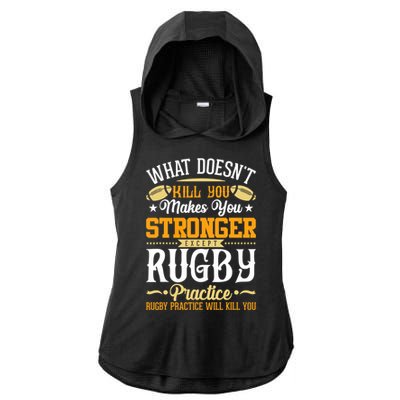 Funny Rugby Design Ladies PosiCharge Tri-Blend Wicking Draft Hoodie Tank