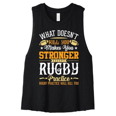 Funny Rugby Design Women's Racerback Cropped Tank