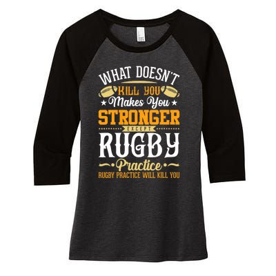 Funny Rugby Design Women's Tri-Blend 3/4-Sleeve Raglan Shirt