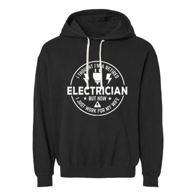 Funny Retired Electrician Gift Electrical Garment-Dyed Fleece Hoodie