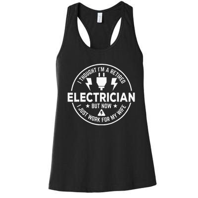 Funny Retired Electrician Gift Electrical Women's Racerback Tank