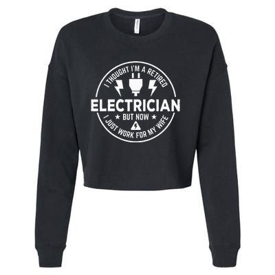 Funny Retired Electrician Gift Electrical Cropped Pullover Crew