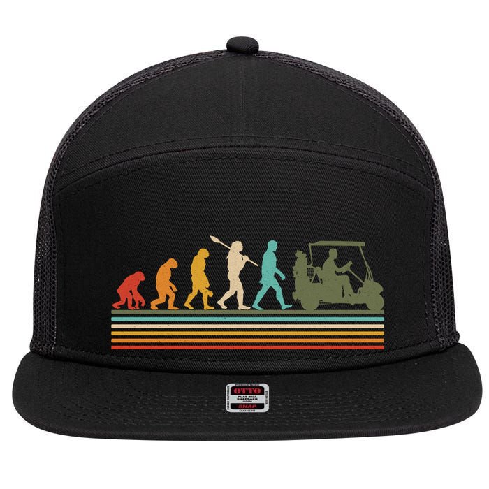 Funny Retro Evolution Of A Golfer 7 Panel Mesh Trucker Snapback Hat