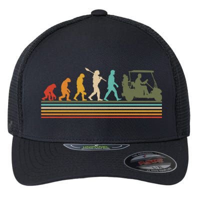 Funny Retro Evolution Of A Golfer Flexfit Unipanel Trucker Cap