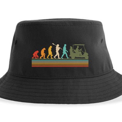 Funny Retro Evolution Of A Golfer Sustainable Bucket Hat
