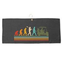 Funny Retro Evolution Of A Golfer Large Microfiber Waffle Golf Towel