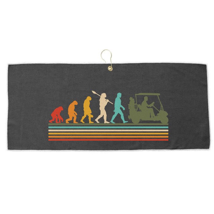 Funny Retro Evolution Of A Golfer Large Microfiber Waffle Golf Towel