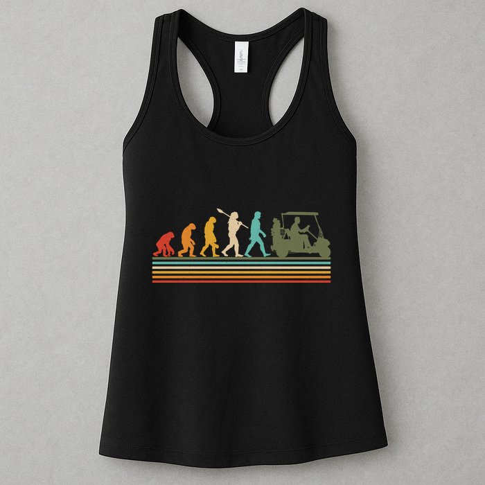 Funny Retro Evolution Of A Golfer Womens Tank Top