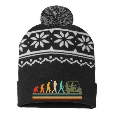 Funny Retro Evolution Of A Golfer USA-Made Snowflake Beanie