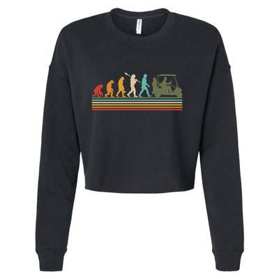 Funny Retro Evolution Of A Golfer Cropped Pullover Crew