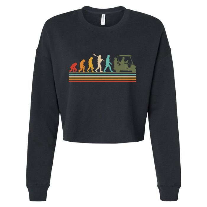 Funny Retro Evolution Of A Golfer Cropped Pullover Crew