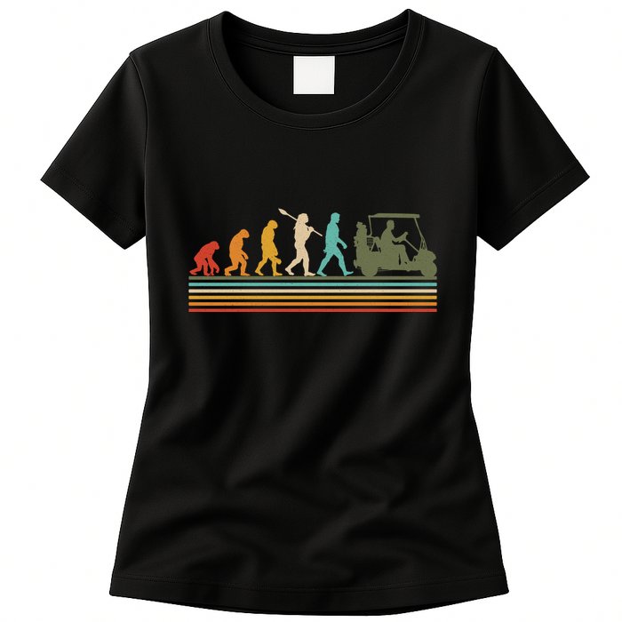 Funny Retro Evolution Of A Golfer Womens T-Shirt