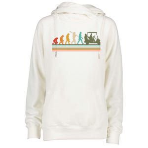 Funny Retro Evolution Of A Golfer Womens Funnel Neck Pullover Hood