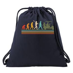 Funny Retro Evolution Of A Golfer Drawstring Bag