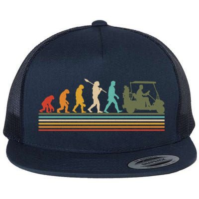 Funny Retro Evolution Of A Golfer Flat Bill Trucker Hat