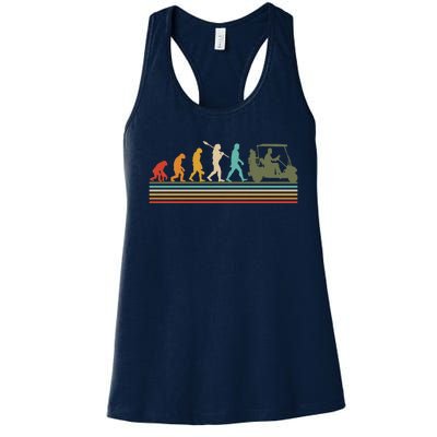 Funny Retro Evolution Of A Golfer Women's Racerback Tank