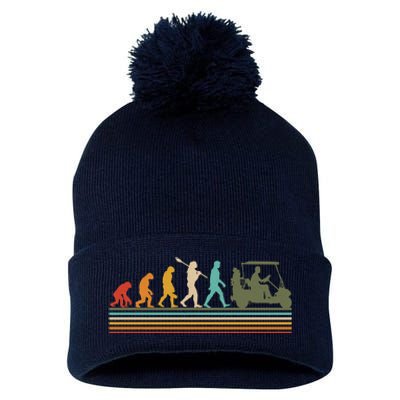 Funny Retro Evolution Of A Golfer Pom Pom 12in Knit Beanie