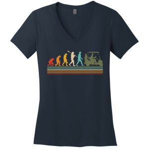 Funny Retro Evolution Of A Golfer Women's V-Neck T-Shirt