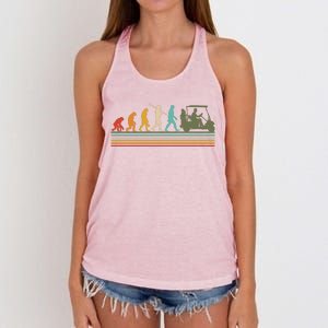 Funny Retro Evolution Of A Golfer Women's Knotted Racerback Tank