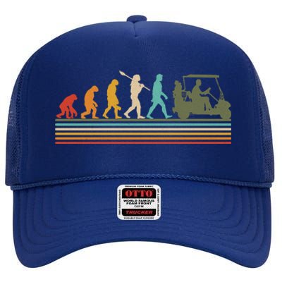 Funny Retro Evolution Of A Golfer High Crown Mesh Back Trucker Hat