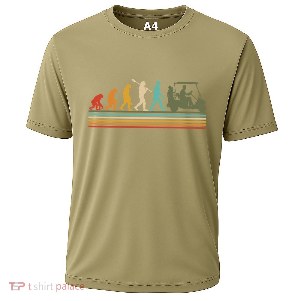 Funny Retro Evolution Of A Golfer Cooling Performance Crew T-Shirt