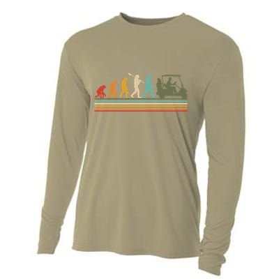 Funny Retro Evolution Of A Golfer Cooling Performance Long Sleeve Crew
