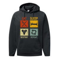 Funny Retro Eat Sleep Destiny Repeat Performance Fleece Hoodie